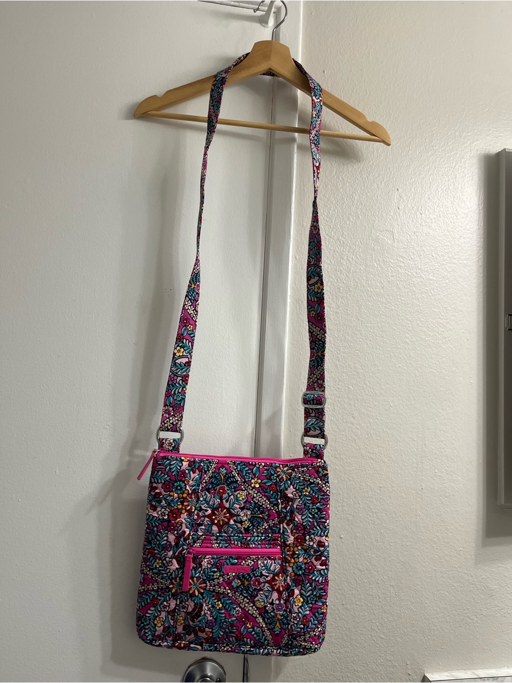 Vera Bradley Floral Crossbody in Pink, Teal and Yellow